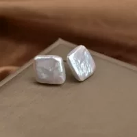Женские серьги из натурального пресноводного жемчуга барокко квадратной формы, серебро 925 пробы, высококачественные квадратные серьги