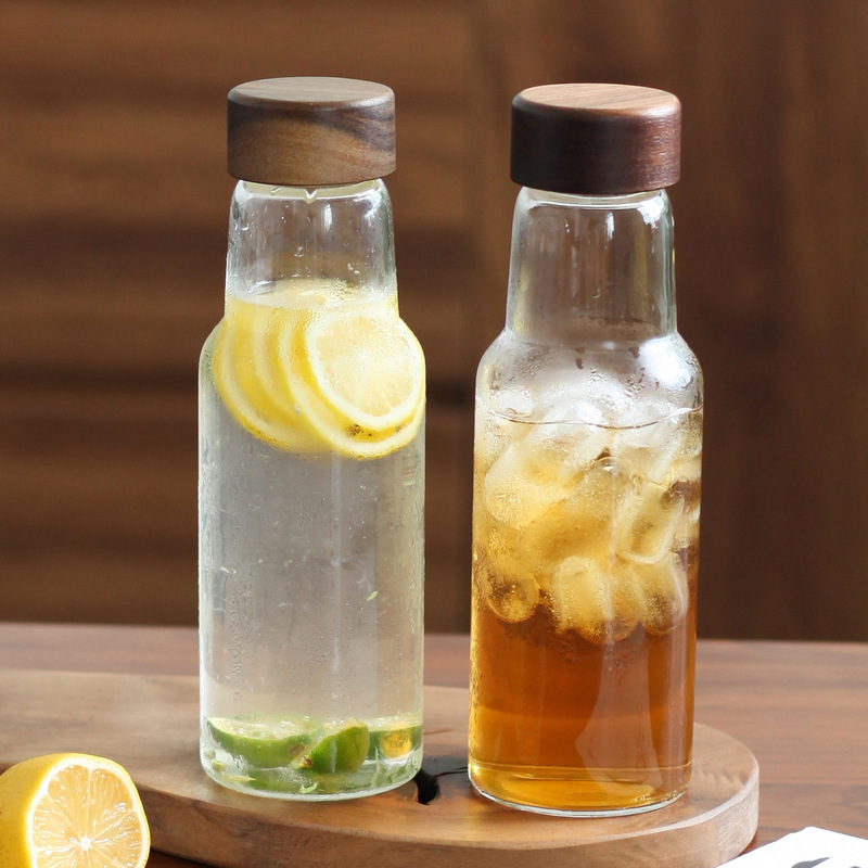 B&B レストラン ジュース ミルクティー ドリンクボトル ガラス製コールドケトル 高温耐性木栓 青梅ワインボトル 酵素ボトル|undefined