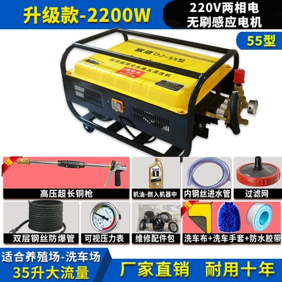 Car Washer 220V High Power, Car washing machine - 10m-explosion-proof-pipe-upgraded-220v2200w-high-pressure-super-long-copper-gun-steel-wire-pipe