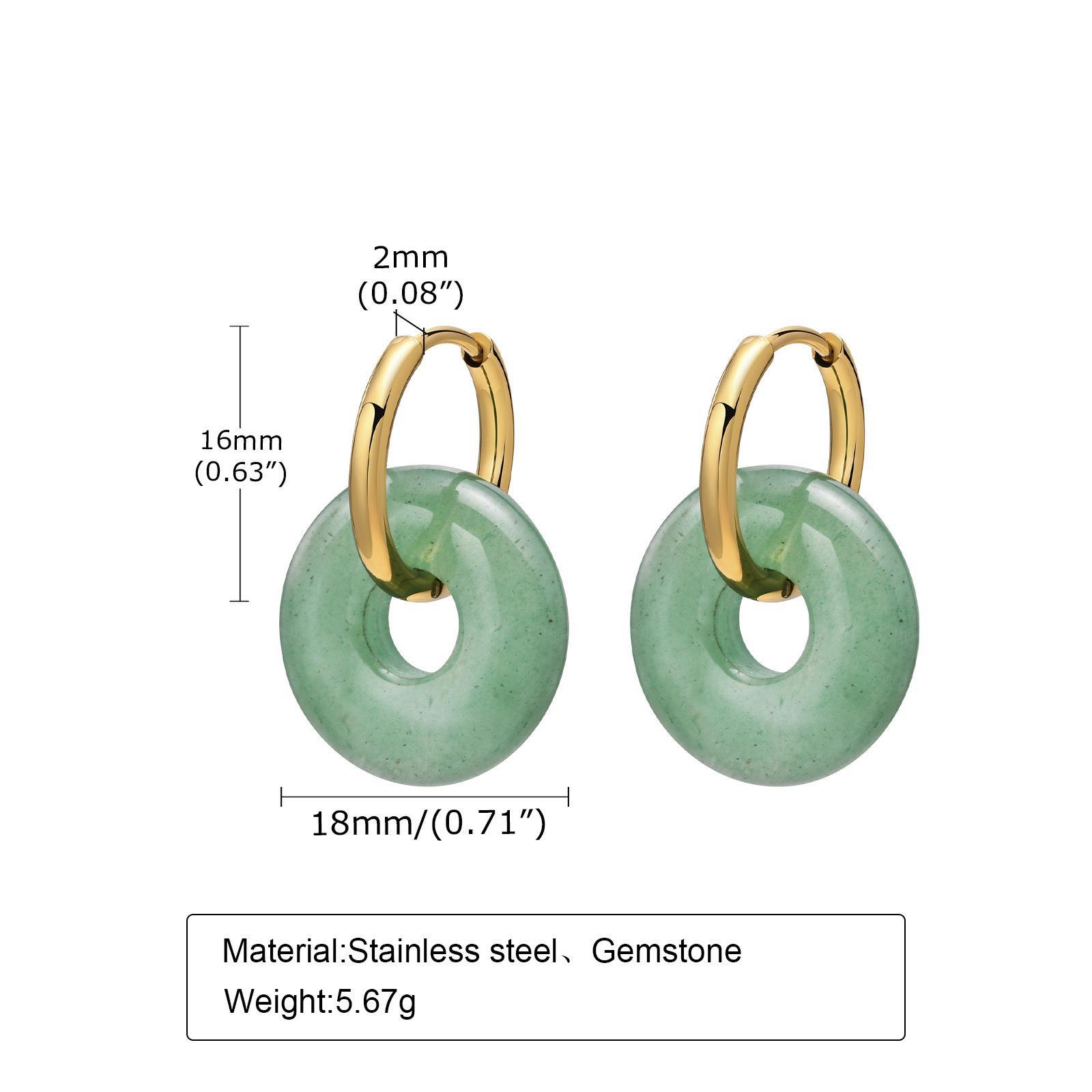 1 Pair Retro Round Stainless Steel Plating Natural Stone Earrings display picture 1