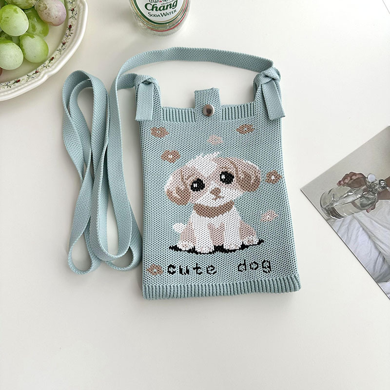 Nuevo diseño de nicho, mini bolso de teléfono móvil de punto de dibujos animados lindo, todo fósforo, pequeño bolso cuadrado de mensajero de viajero portátil pequeño