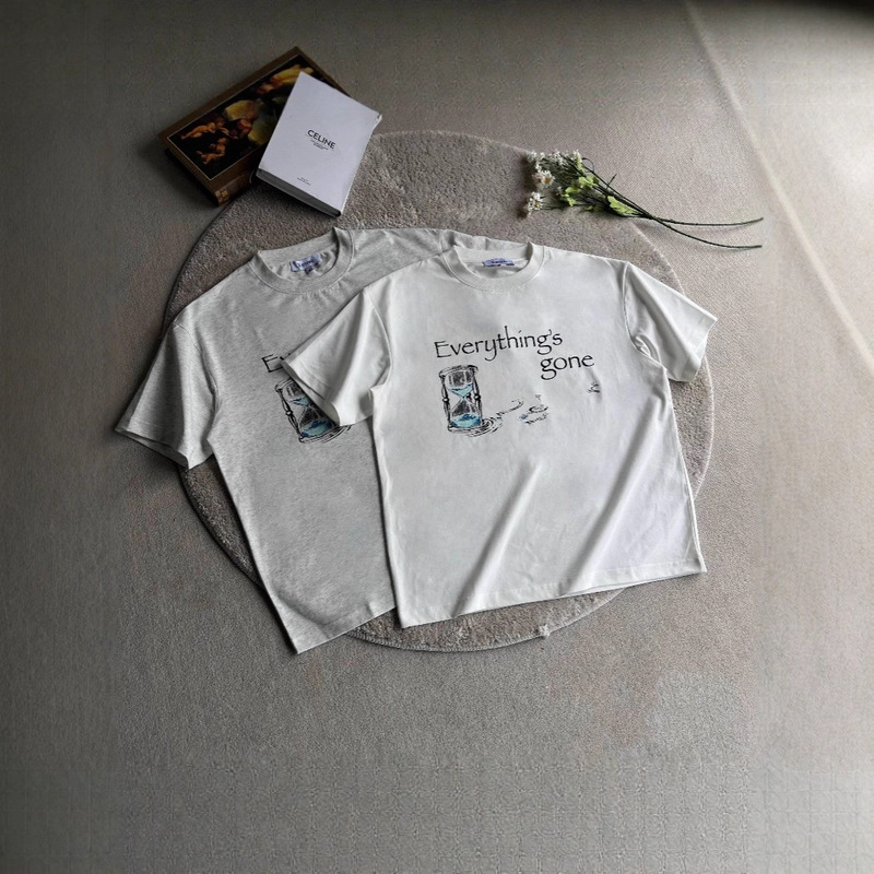 250g Heavyweight Pure Cotton! American-Style Oversize Time-Lapse Hourglass Print Couple's Loose Short-Sleeve T-Shirt for Men 250g Heavyweight Pure Cotton! American-Style Oversize Time-Lapse Hourglass Print Couple's Loose Short-Sleeve T-Shirt for Men