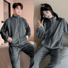 2024爆款300斤牛奶绒情侣同款加厚保暖家居服网红款拉链衫可外穿
