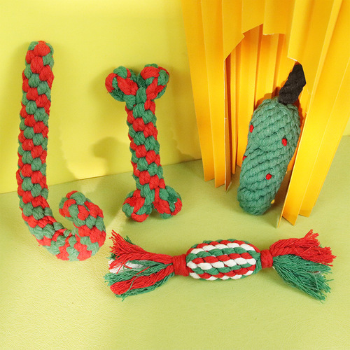 Pet toys cross-border cotton rope Christmas series dog toys resistant to chewing and grinding teeth to relieve boredom small and medium-sized dog toys