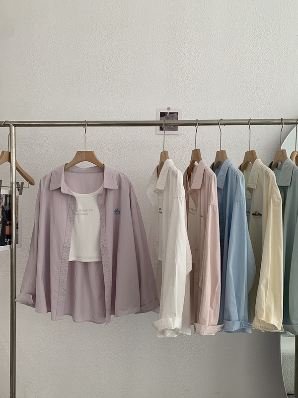 Omalai スモールレターリボンラペル長袖ミドル丈シャツ+レターベスト2点セット 女性用 3629|undefined