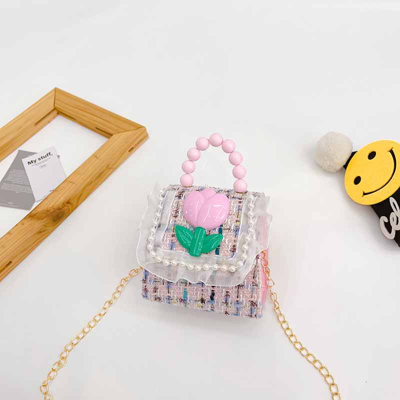 Bolso de los niños de otoño e invierno Nueva Moda Perla Chica bolsa de mensajero linda princesa niña bebé estilo Exterior cambio bolsa de accesorios