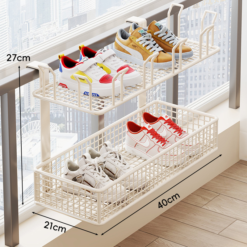 バルコニー吊り下げ靴ラック、ガードレール、靴乾燥品、家庭用窓枠屋外物干しラック、多機能靴下乾燥ラック|undefined