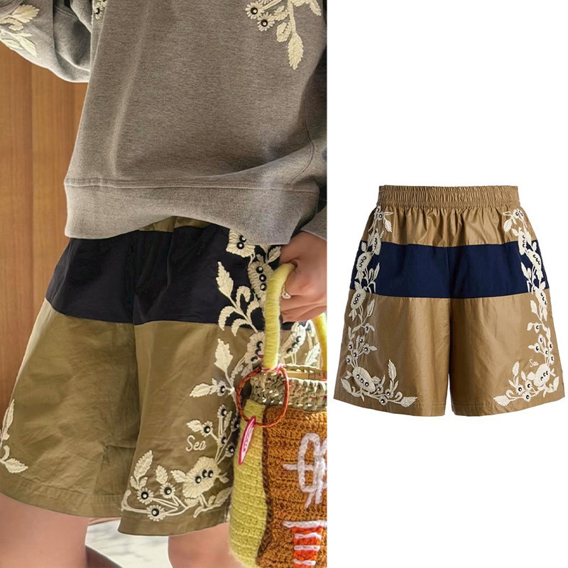 French niche 2026 autumn/winter ocean khaki color-blocked casual crochet sequin high-waisted trendy shorts 26888 French niche 2026 autumn/winter ocean khaki color-blocked casual crochet sequin high-waisted trendy shorts 26888