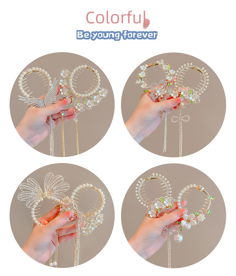 Super fairy Camellia tassel hairpin female high-grade sense back Head Ball head updo artifact temperament hair clip headdress summer_voghion.com