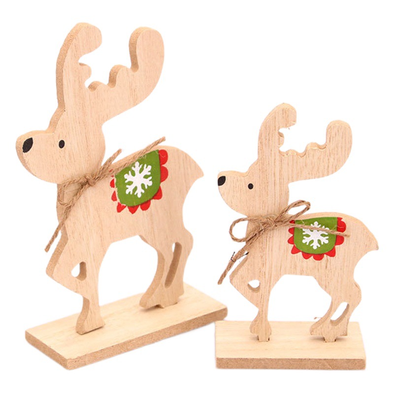 Navidad madera escritorio decoración ventana decoración DIY montado pequeño regalo Navidad ciervos decoración suministros