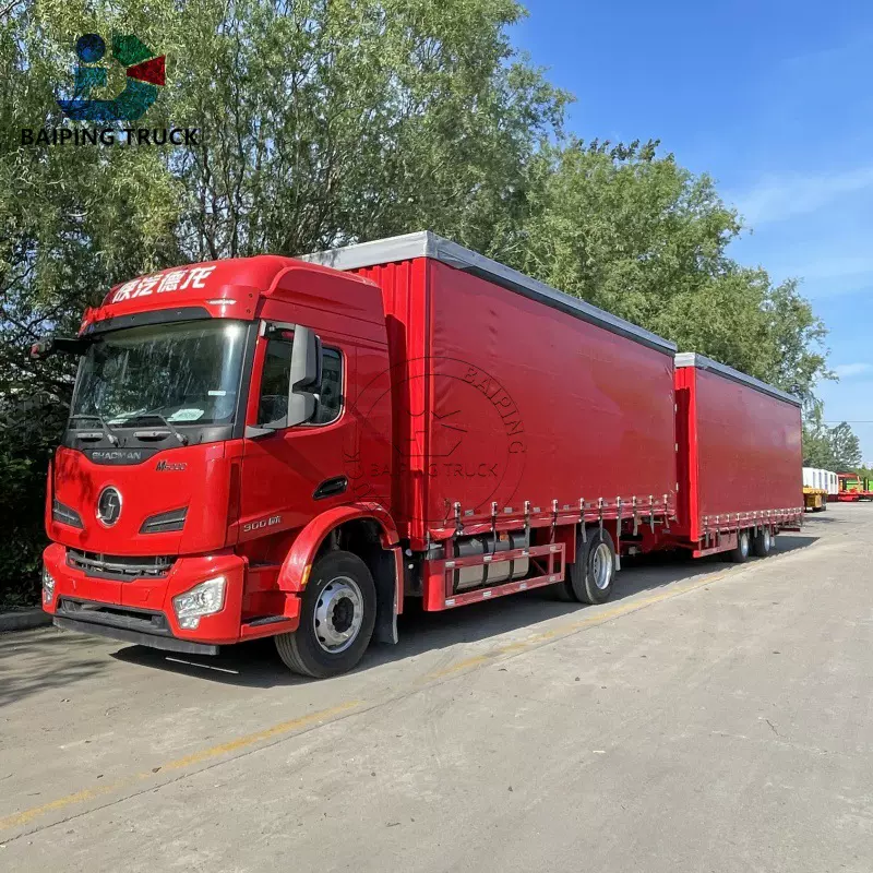 出口全挂车 侧帘篷布半挂车 主车侧帘篷布运输车 一拖一