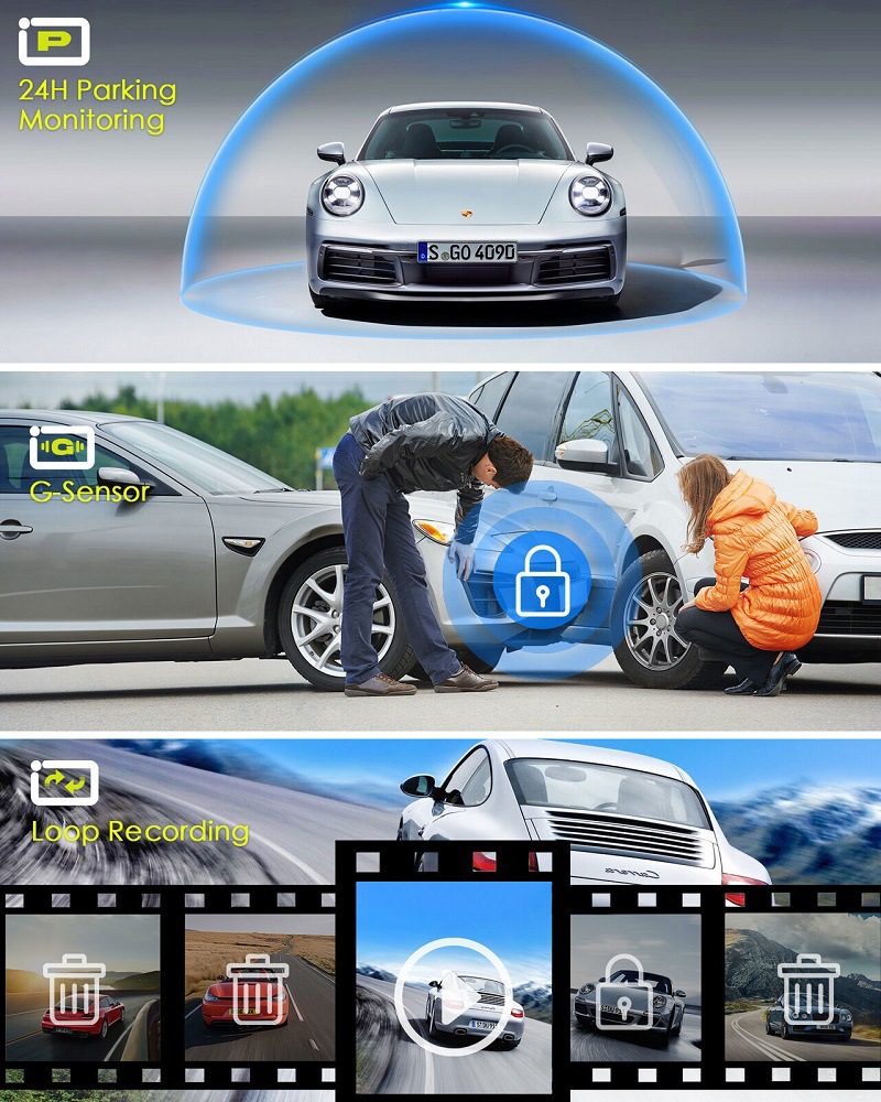 Streaming media driving recorder HD 4K rearview mirror double recording 12-inch reversing image WiFi interconnection GPS