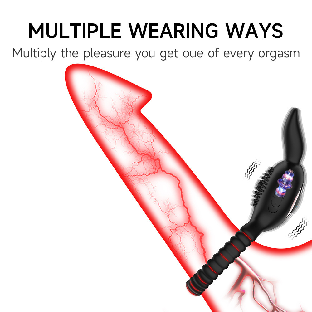 Remote Control Vibrating Rabbit Cock Ring with Silicone Body and Button Control — detail image 10