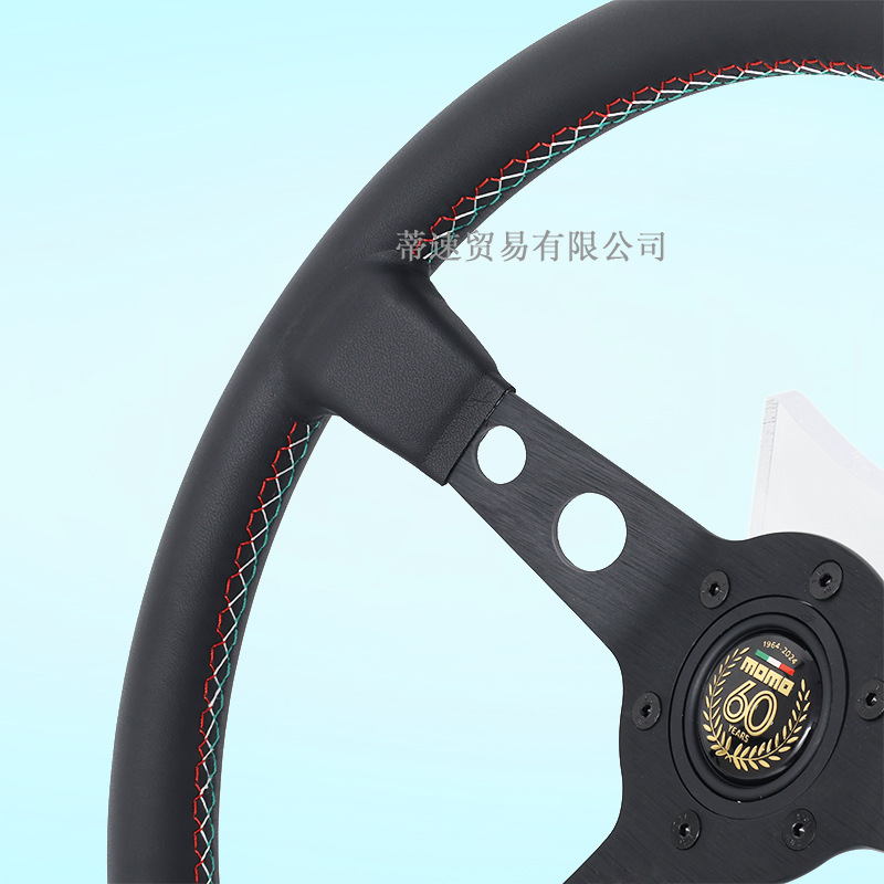 Factory Direct Sale Momo 14inch Concave 60Th Anniversary Genuine Leather Suede Racing Steering Wheel Universal