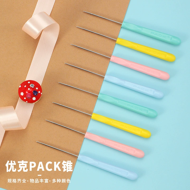 PACK Прямой шилон с пластиковым рукояткой, игла, долбёжка, острием алмазной одежды кожа линия разборка продукция сверление DIY швейное инструмент