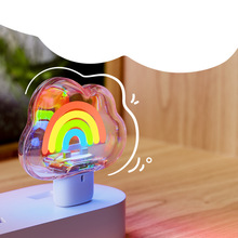 水晶彩虹智能语音USB便携迷你可爱LED灯宿舍卧室直插云朵小夜灯