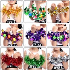 幼兒園兒童跳舞蹈手腕花亮片拉拉隊表演出鈴鐺手花六一運動會手環