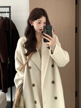 呢子大衣女中长款小个子2025新款秋冬季加厚感正肩羊毛呢外套