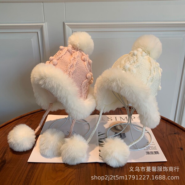 Children's demi-season cute woolen winter fleece keep warm hat