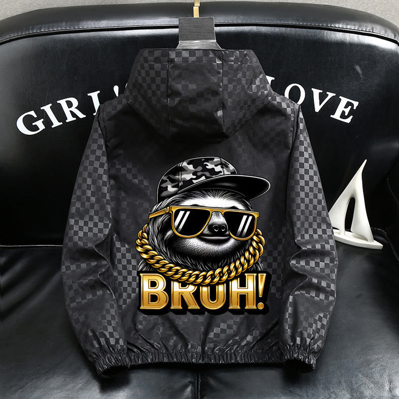 Veste à capuche homme légère coupe ample style décontracté_voghion.com