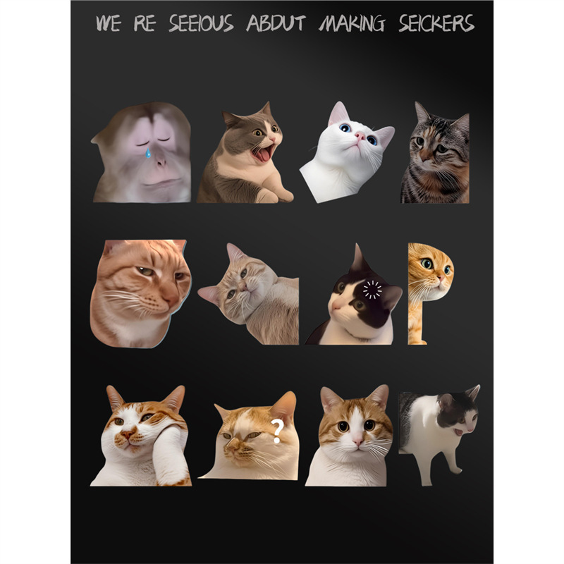 Cute Funny Meme Meme Cat Surprised Expression Personalized Creative Car Sticker Notebook Luggage Sticker