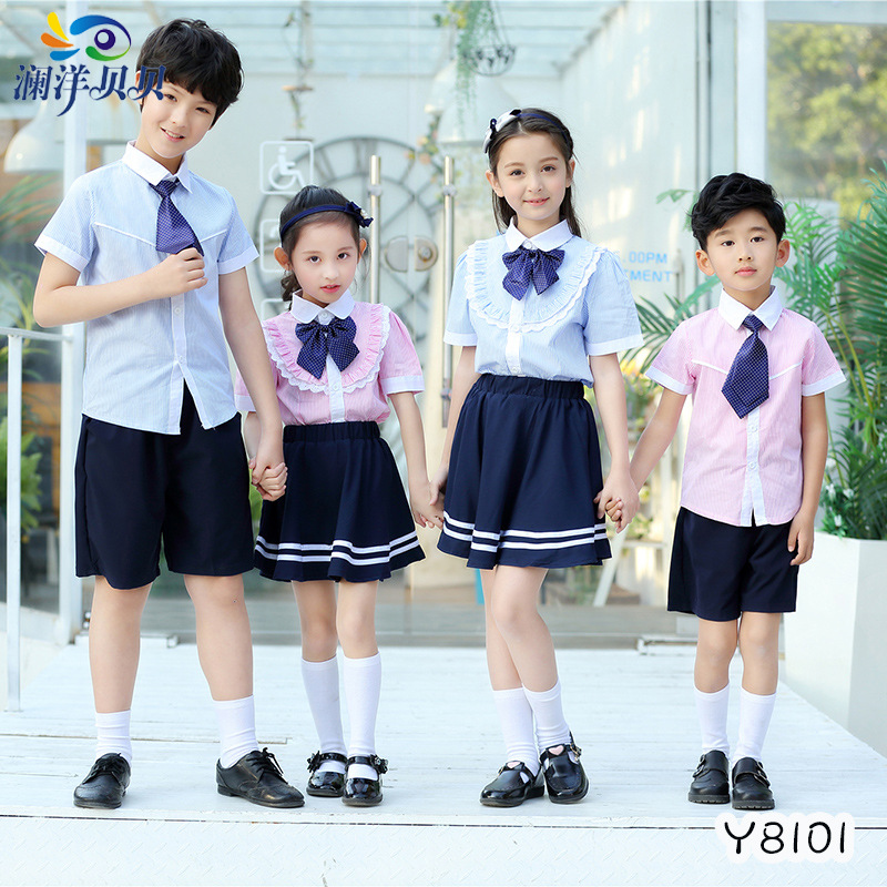 童裝幼兒園園服夏季新款學生校服班服男女童英倫風套裝潮一件代發
