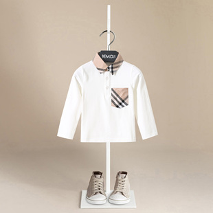 BEMIDJI/Bemiji Long-sleeved Small and Medium-sized Boys Spring and Autumn T-shirt Lapel Chest Pocket Casual Cotton Top