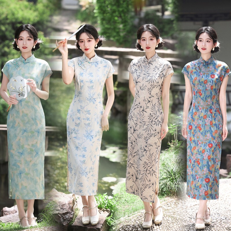 2026 Summer New Style Tencel Linen Cheongsam Chinese Style Slim Retro Fitted Long Sleeveless Wedding Banquet Performance Dress Wholesale