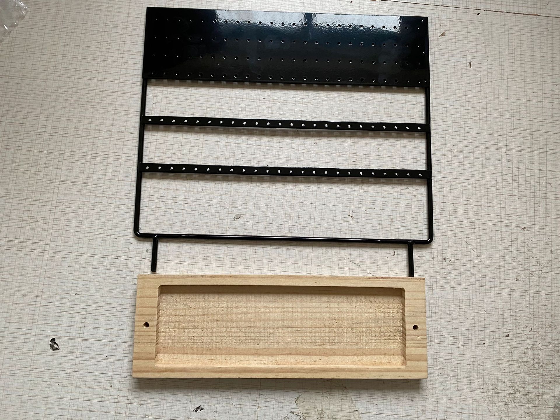 466g Weight Jewelry Rack Classification Wood, Metal Material Square Pattern Nordic Style Style Fashion Detachable Wooden Base Earring 144 Hole Display Stand 3