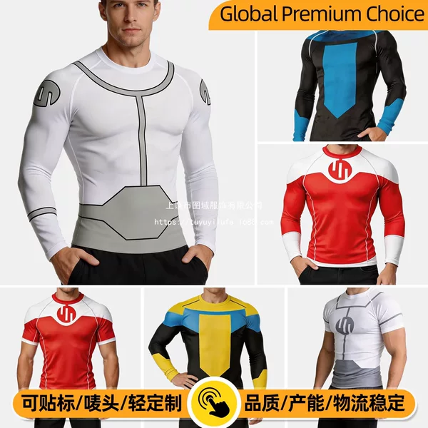 Cross-Border Invincible Warrior Cosplay Sun Protection Clothing Diving T-Shirt Long-Sleeved Mma Clothing Men's New Printed Fitness Clothing