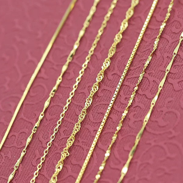 Imitation 14K Gold Letter Chain Women's Clavicle Chain, Fine Style Bare Chain, Imitation 18K Gold Color Non-Fading Box Chain Necklace Wholesale