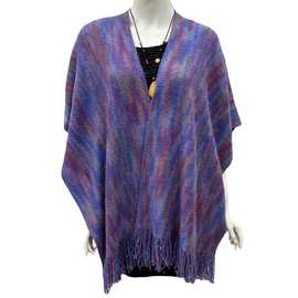 新款彩色巴厘纱丝速卖通大码女装欧美不规则流苏斗篷披肩批发秋冬
