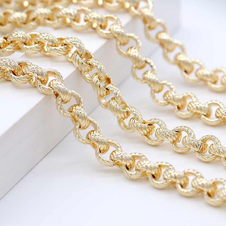 New Korean Style 8mm Slit Open Chain Bracelet, 14K Color-Preserving Gold Fashion Necklace DIY Jewelry Accessories