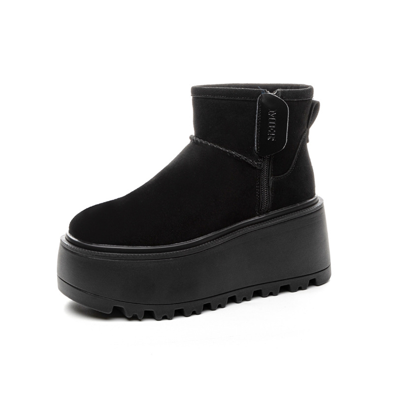 Fashionable winter keep warm low solid color universal low boots…