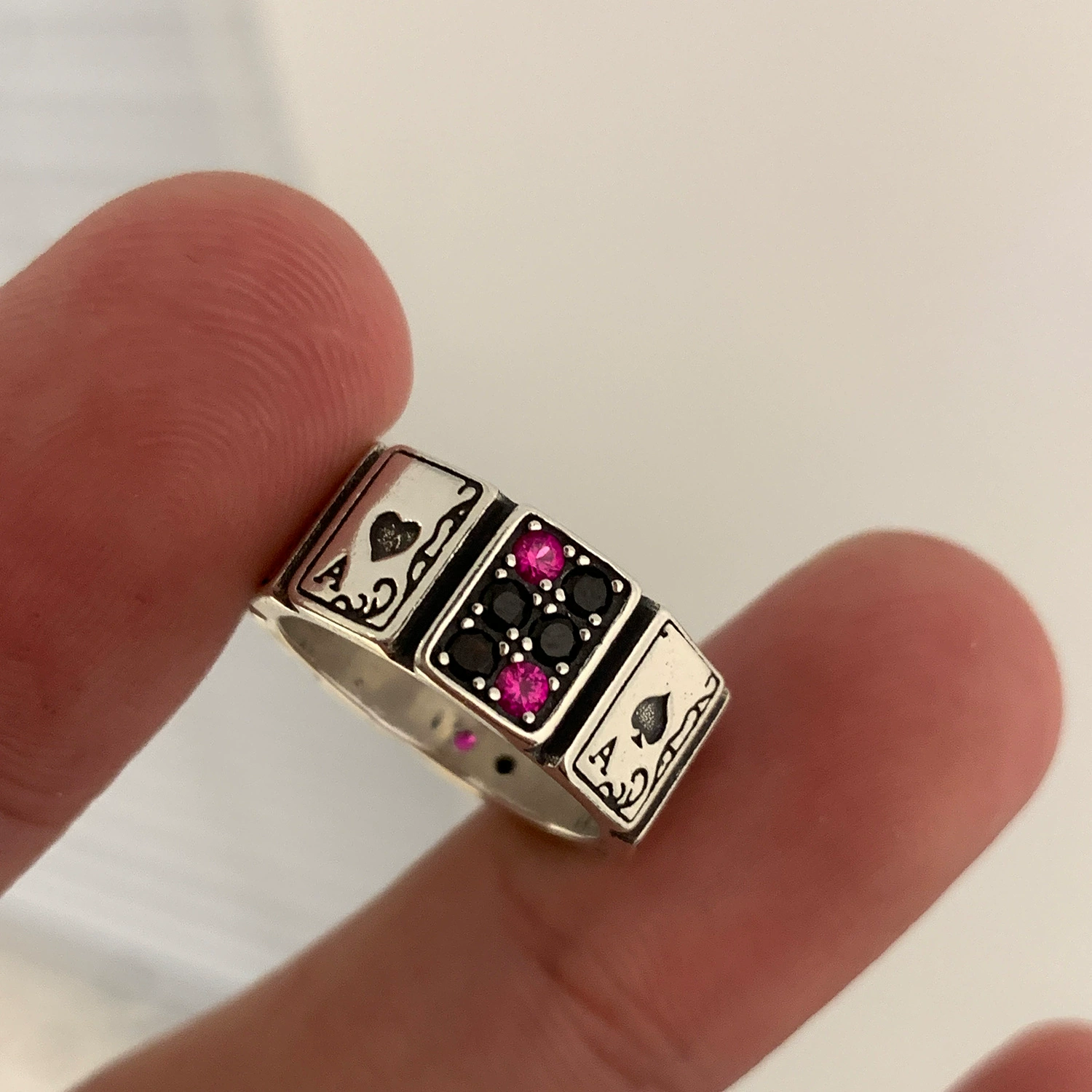 Игральные карты, цирконий, маленький дизайнерское кольцо, мод pendant, образец серебро 925, стиль легкой роскоши