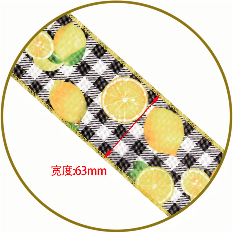 63mm transfronteriza nueva cinta de limón de frutas de verano tema de vacaciones de verano guirnalda decorativa cinta de lino de imitación 5Y