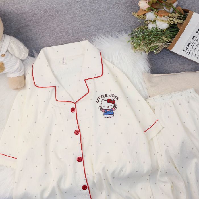 Al por mayor transfronterizo nuevo verano nubes de algodón dibujos animados mangas cortas pantalones cortos pijamas ropa de casa de mujer set ropa de casa de moda