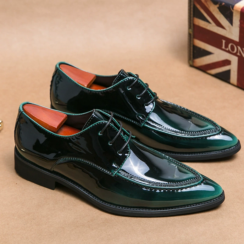 Весенне-осенние модные повседневные кожаные туфли с острым носком, деловые официальные кожаные туфли на шнуровке с низким верхом, трансграничные, большие размеры, модная мужская обувь на шнуровке