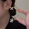 Fashionable zirconium from pearl, earrings, ear clips, internet celebrity, flowered, no pierced ears