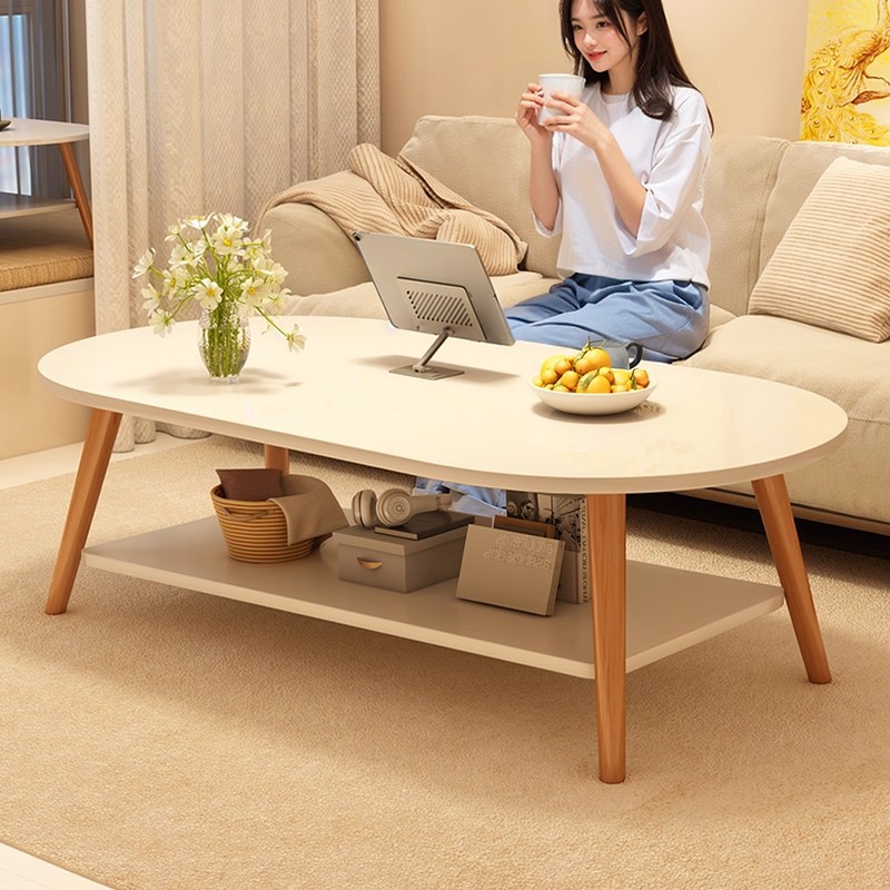 Mesa de té pequeña sala de estar casera de doble capa mesa de alquiler simple para la casa de alquiler simple creativa y artística mesa de té pequeña