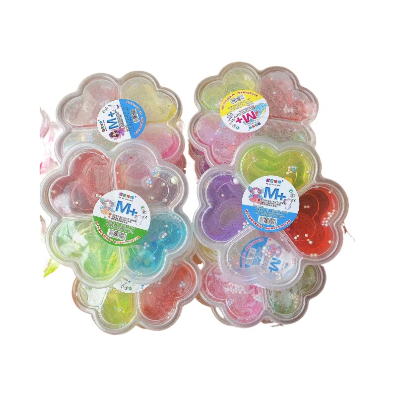 Nueva melocotón en forma de corazón de cristal de barro Trébol de alta permeabilidad pegamento espumante 4 Rejilla 4 Color de descompresión DIY Delgado fábrica al por mayor