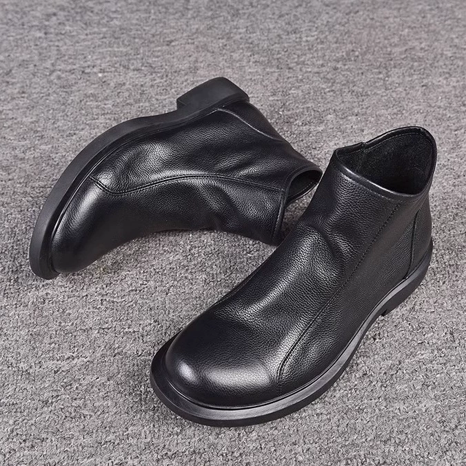 Мужские ботинки Мартин из натуральной кожи, осенние повседневные ботинки из воловьей кожи, зимние высокие ботинки челси из мягкой кожи на флисовой подкладке, ботинки в британском стиле.