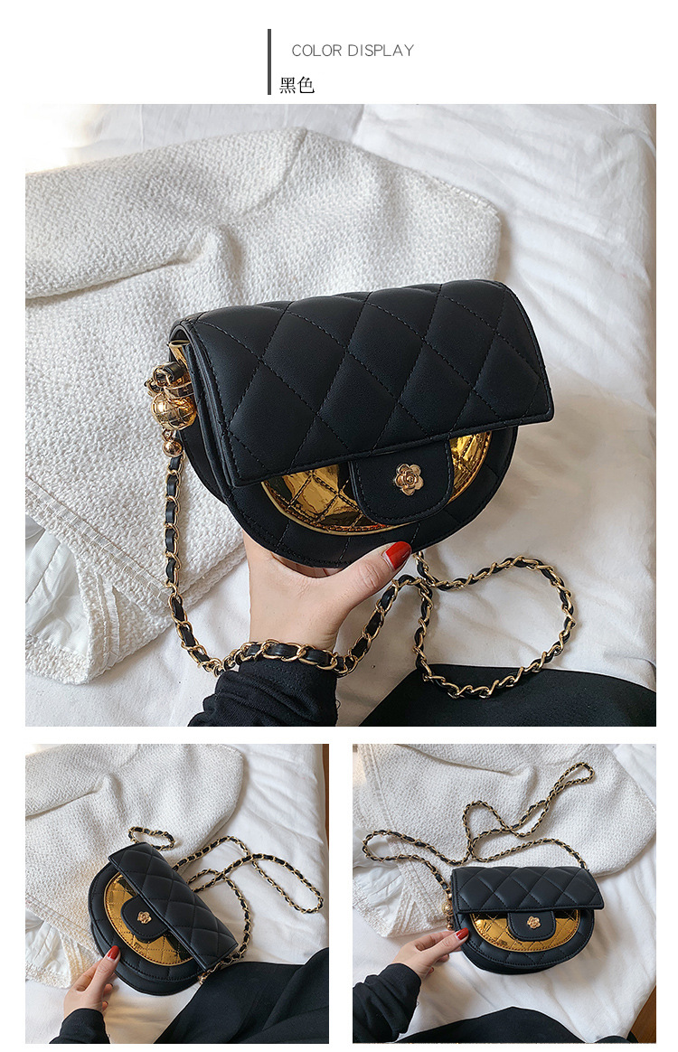 New Fashion Contrast Color Rhombus Shoulder Saddle Bag Wholesale Nihaojewelry display picture 1