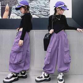 女童秋季2025新款工装裤男童女童裤子口袋裤