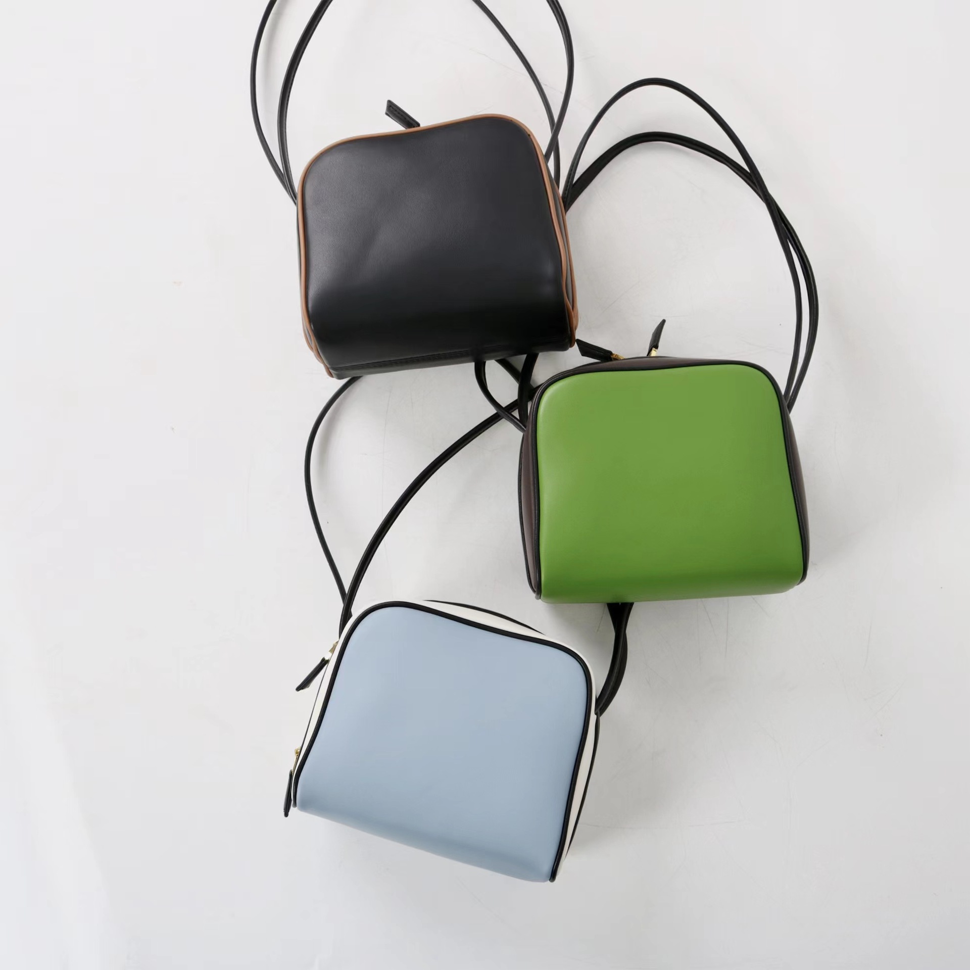 2025 New Fashion Versatile Genuine Leather Small Square Handbag For Women, Trendy Contrast Color Luxury Shoulder Commuter Underarm Bag - Thumbnail 4