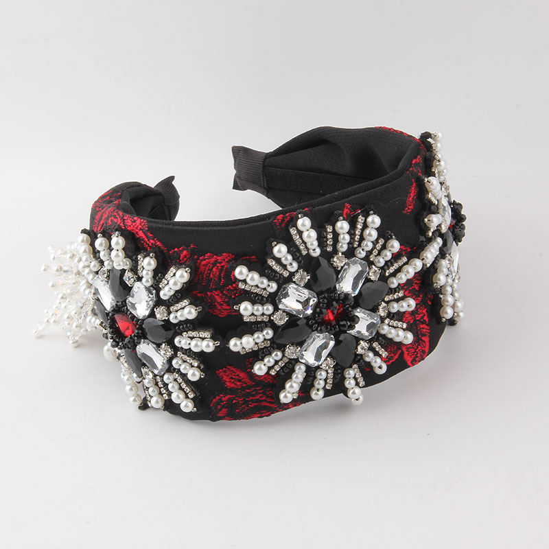 Women's Fashion Snowflake Pearl Headwear Inlay Rhinestone Pearl Hair Band display picture 6