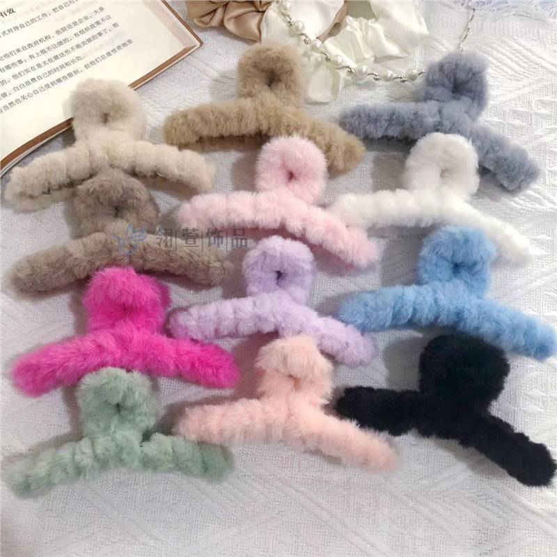 Imitation Rabbit Fur Plush Hair Clip Korean Autumn and Winter Hair Clip Gentle Style Large Shark Clip Hair Accessories Wholesale