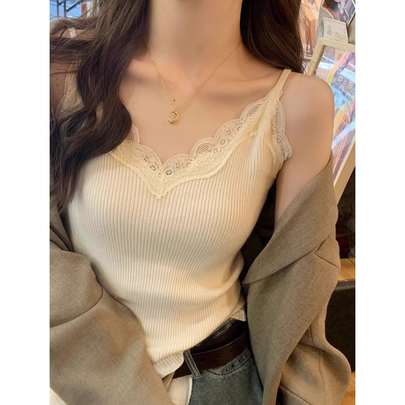 French-Style Lace Camisole for Women 2026 Spring/Summer Ins Sweet and Spicy Anti-Exposure Outerwear Tank Top French-Style Lace Camisole for Women 2026 Spring/Summer Ins Sweet and Spicy Anti-Exposure Outerwear Tank Top