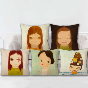 Nara Meiji Decorative Pillow Core Pillow Case Living Room Sofa Bedroom Square Pillow Cushion Simple Cartoon Car Waist Pillow
