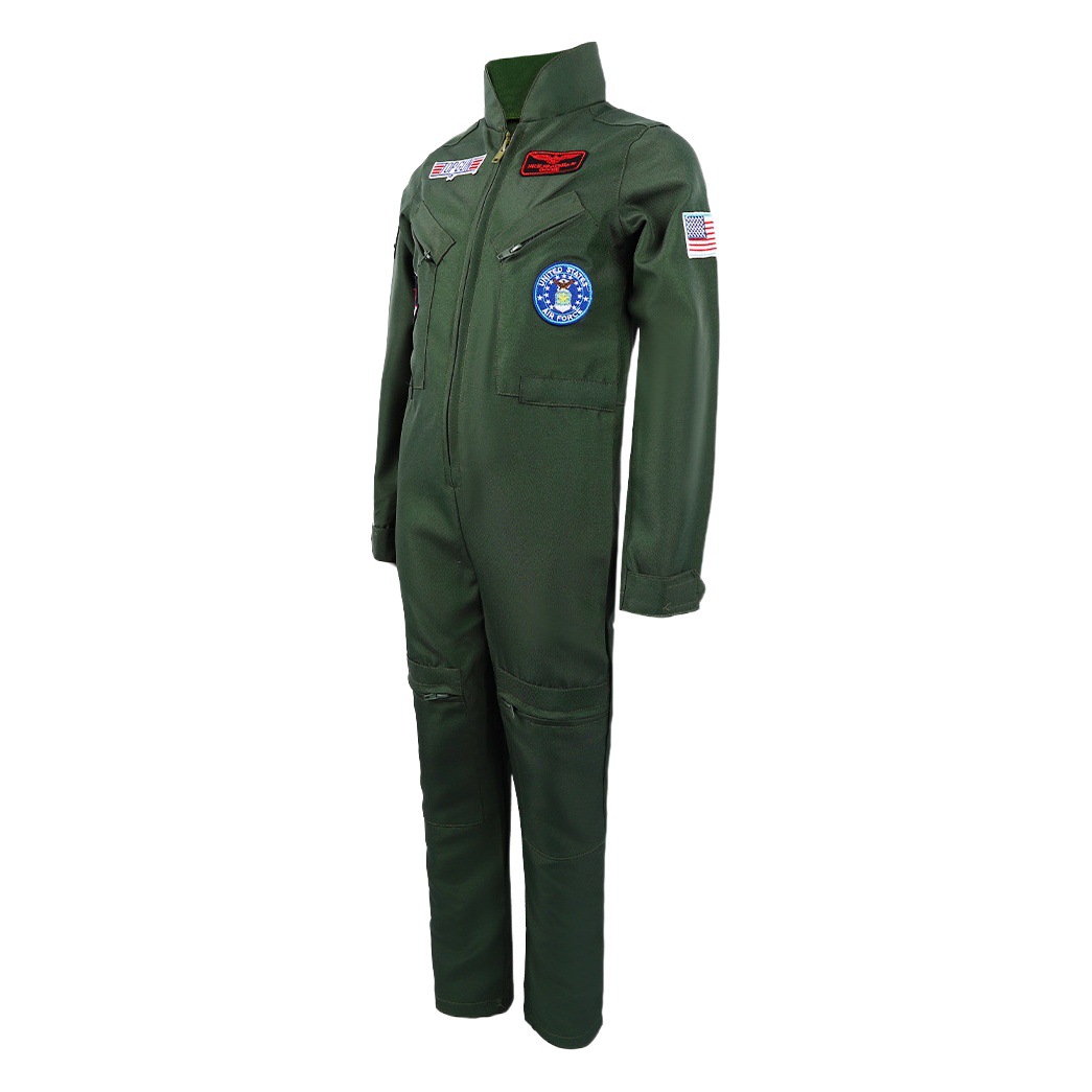 Disfraces de Halloween verde militar Top Gun cos ropa mono para adultos y niños ropa para el escenario ropa transfronteriza al por mayor